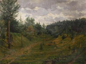 ROLLETSCHEK Josef 1859-1934,Landschaft bei Weimar Weg durch sommerliche Senke,1883,Mehlis 2019-08-22