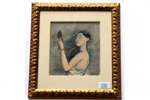 ROLLO Joseph 1904-2004,Young woman with a mirror,1956,Tennant's GB 2015-05-16