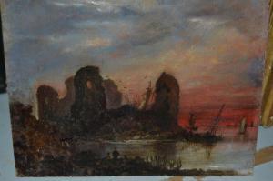 ROLPH Joseph Thomas 1831-1916,Ruins in a coastal inlet at sunset - Figure,Lawrences of Bletchingley 2022-02-01