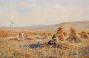ROLT Vivian 1874-1933,Figures Harvesting, with a Windmill in the distanc,John Nicholson 2019-09-04