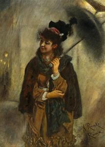 ROMAKO Anton 1832-1899,Junge Römerin im Regen (Abends auf der Via Ve,1873/76,im Kinsky Auktionshaus 2023-11-28
