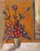 Roman Gyorgy 1903-1981,Flower still life in the window,Nagyhazi galeria HU 2017-05-30