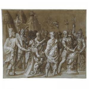 ROMAN SCHOOL,A GATHERING OF ROMAN SOLDIERS WITH A KING SEATED ON A THRONE,Sotheby's GB 2008-01-23