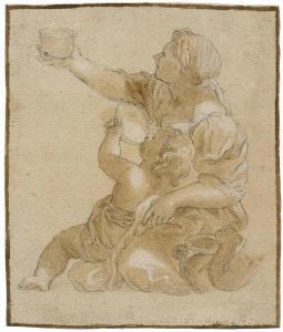 ROMAN SCHOOL,A mother with cup and drinking child.,Galerie Koller CH 2015-09-18