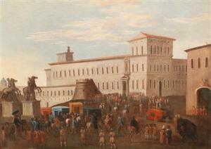 ROMAN SCHOOL,The arrival of dignitaries at the Quirinal Pal,18th Century,Palais Dorotheum 2017-10-17