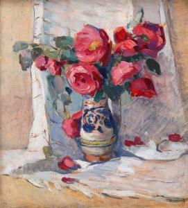 Romanaţi Gheorghe Teodorescu 1891-1980,Jug with Roses,Artmark RO 2023-09-20