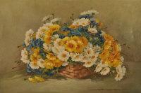 ROMANELLI,Still Life of Yellow and White flowers in a Basket,Shapes Auctioneers & Valuers 2011-06-23