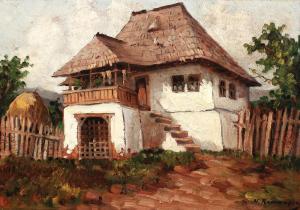 ROMANESCU Nicolae 1854-1931,Peasant's Homestead,Artmark RO 2017-12-20
