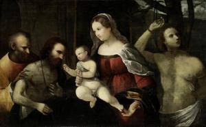 ROMANINO Girolamo 1484-1562,The Holy Family with Saints John the Baptist and S,Bonhams GB 2017-04-06