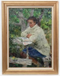 ROMANITCHEV Alexandre 1919-1989,Reading in the garden,Dickins GB 2017-06-09