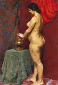 ROMANITCHEV Alexandre 1919-1989,Standing nude model,1951,Bruun Rasmussen DK 2017-06-12