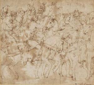 ROMANO Giulio 1499-1546,A Roman Officer with mounted musicians,Christie's GB 2016-07-05