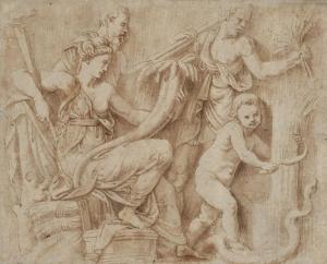ROMANO Giulio 1499-1546,Mantoue Cérès (recto) ; Vue du quai Sud de la Saôn,Aguttes FR 2024-03-21