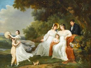 ROMANY Adele Romanee,A portrait of a family with their pug in a river l,Sotheby's 2020-04-08