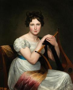 ROMANY Adele Romanee 1769-1846,PORTRAIT EINER JUNGEN DAME MIT LYRA,Hampel DE 2021-06-24