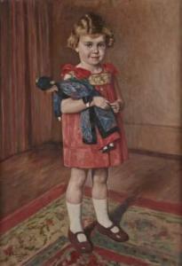 rombaux edouard,Portrait de petite fille à la poupée japonaise,1926,Pescheteau-Badin 2010-03-22