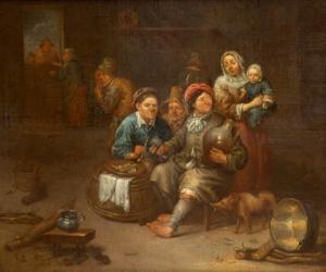 ROMBOUTS Adriaen 1653-1667,Peasants drinking and smoking with a pig eating th,Venduehuis 2019-11-13