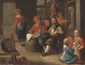 ROMBOUTS Adriaen 1653-1667,Peasants smoking and drinking with children making,Christie's 2005-11-02