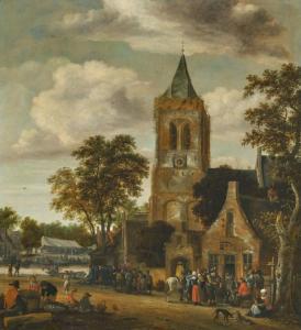 ROMBOUTS Salomon 1652-1702,Market activity in the church square,Galerie Koller CH 2024-03-22