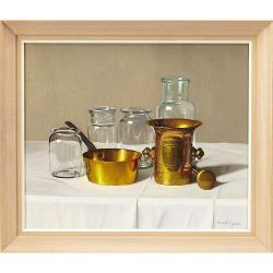 ROMEK Arpad 1883-1960,STILL LIFE: GLASS AND BRASS,Waddington's CA 2013-03-14