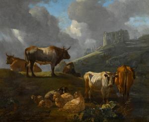 ROMEYN Willem 1624-1694,A landscape with cattle and ruins beyond,Sotheby's GB 2021-12-09