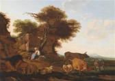 ROMEYN Willem 1624-1694,A shepherdess and her flock in a widelandscape,Palais Dorotheum 2011-06-16