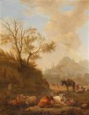 ROMEYN Willem 1624-1694,A southern landscape with resting cattle,Palais Dorotheum AT 2018-12-11