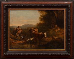 ROMEYN Willem,Landscape with a Peasant, Goats and Cattle at a Fo,Neal Auction Company 2022-10-13