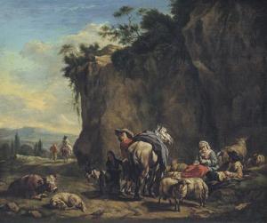 ROMEYN Willem 1624-1694,Paesaggio con sosta di viandanti e armenti,Meeting Art IT 2015-04-25