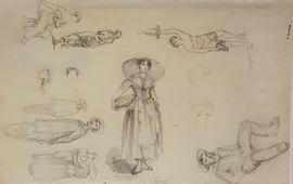 ROMIEUX Osmond 1826-1908,Planche femmes et tête d"homme,Rossini FR 2021-05-05