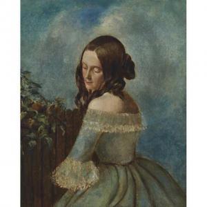 ROMNEY George 1734-1802,COUNTRY GIRL IN A BLUE DRESS AND CURLS AT A GARDEN,Waddington's 2019-05-04