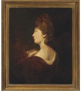 ROMNEY George 1734-1802,Portrait of a lady, quarter-length, in a red dress,Christie's GB 2006-11-02