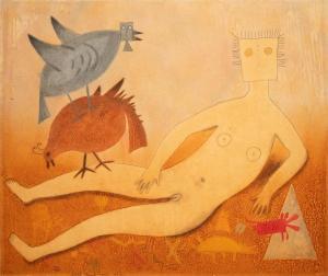 ROMULO Teodulo 1943,Nude Woman With Birds,1987,Abell A.N. US 2024-01-24