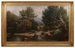 RONDEL Frederick 1826-1892,Cattle watering at a river,Eldred's US 2024-04-05