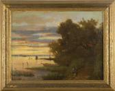 RONDEL Frederick 1826-1892,Coastal inlet under a dramatic sunrise sky,Eldred's US 2010-08-04