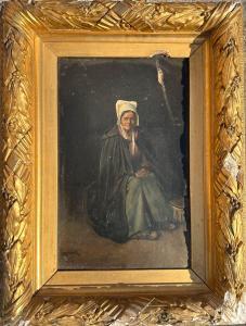 RONDEL Frederick 1826-1892,Femme à la coiffe dans son intérieur,Osenat FR 2023-02-25