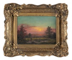 RONDEL Frederick 1826-1892,Vibrant sunset over a forest,19th Century,Eldred's US 2022-11-03