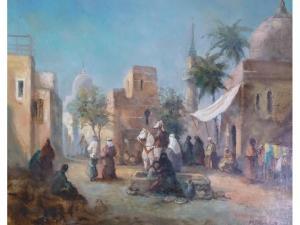 RONDELL M.J,Arabic town square with figures and palm trees,Capes Dunn GB 2014-03-25