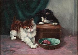 RONNER Alfred 1852-1901,Chatons et fil rouge,Deburaux & Associ FR 2013-02-24
