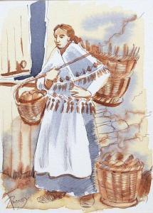 ROONEY John P. 1947,Bread Woman,Gormleys Art Auctions GB 2013-06-11
