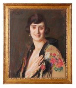 ROOS Eva 1872-1956,A portrait of a Bohemian lady depicted bust-length,1923,Duke & Son GB 2022-05-26
