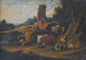 ROOS Johan Heinrich 1631-1685,LANDSCAPE WITH A SHEPHERD FAMILY AND THEIR CATTLE,Sotheby's 2015-02-24