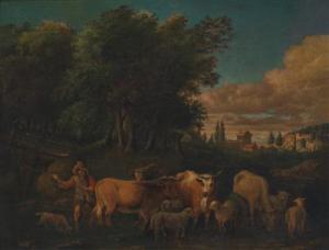 ROOS Joseph Rosa 1726-1805,A herdsman outside a town,Palais Dorotheum AT 2011-12-12