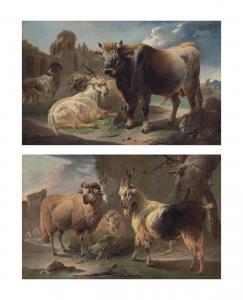 ROOS Peter Philipp,A bull, goat, ram and sheepdog before ruins in a r,Christie's 2012-12-04
