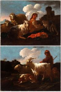 ROOS Peter Philipp,a) Pastorella con capre e cane; b) pastore con cap,Bertolami Fine Arts 2024-04-18