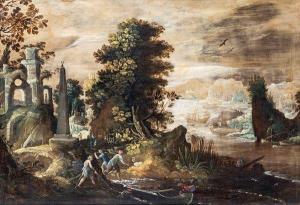ROOS Peter Philipp 1655-1706,Paesaggio con rovine antiche,Casa d'Aste Arcadia IT 2024-04-17