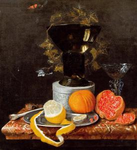 ROOTIUS Jacob,Stillleben mit Granatapfel, Orange, geschälter Zit,im Kinsky Auktionshaus 2009-04-21