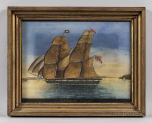 ROPES George 1788-1819,Portrait of the Sailing Ship Lion of Salem,1813,Skinner US 2018-08-14