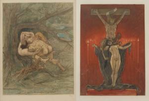 ROPS Felicien Joseph Victor 1833-1898,"La chasse à la femelle" et "Le calvaire",Horta BE 2011-11-14