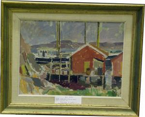 ROSÉN Sven Olof 1908-1982,Motiv med fiskebodar.,Auktionskompaniet SE 2007-01-21